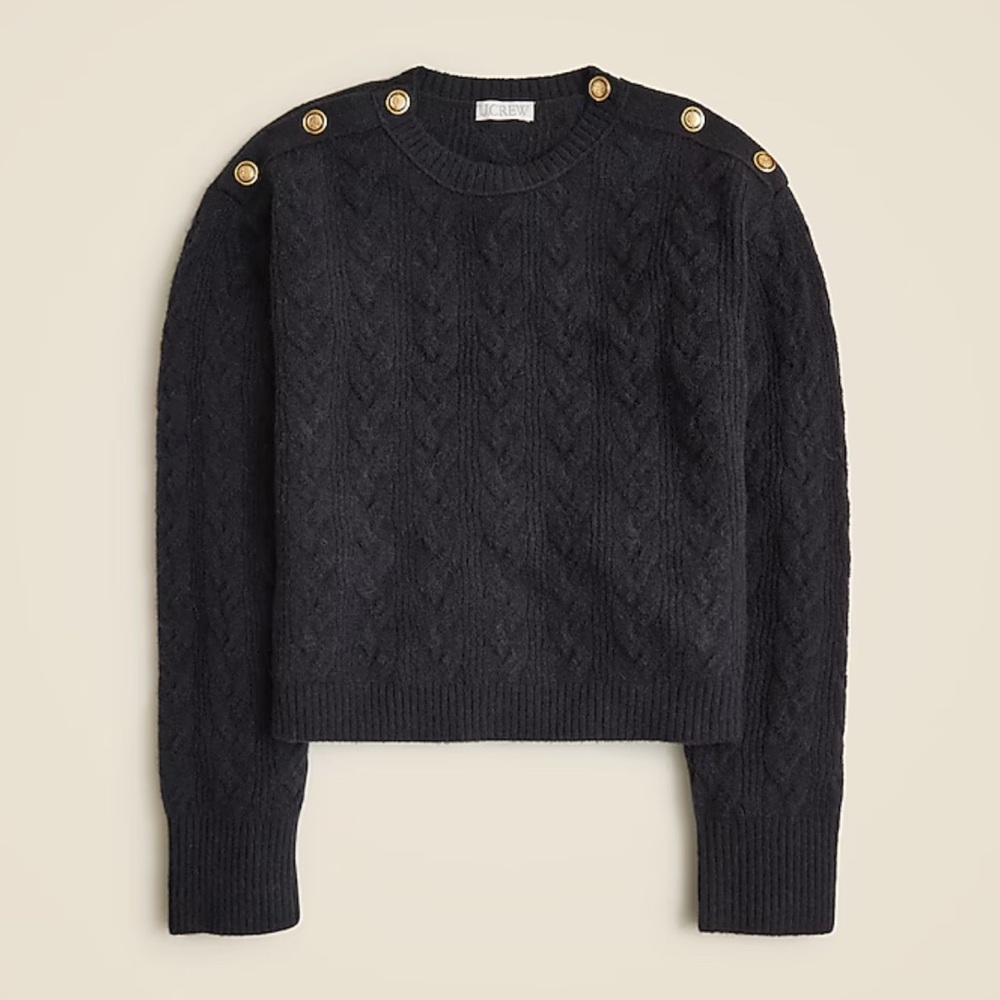 NEW J. CREW CABLE-KNIT SWEATER WITH BUTTONS SUPERSOFT YARN